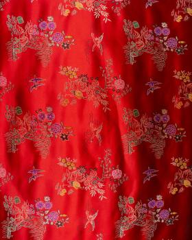 Satin jacquard nature asian Red - Tissushop